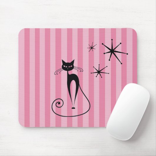Mid-Century Atomic Black Cat Mousepad  マウスパッド (マウス)