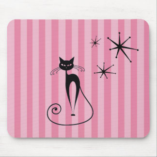 Mid-Century Atomic Black Cat Mousepad  マウスパッド