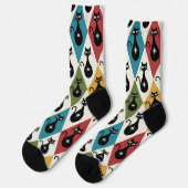 Mid Century Atomic cats on Harlequin diamonds  ソックス (左)