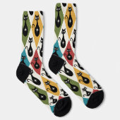 Mid Century Atomic cats on Harlequin diamonds  ソックス (右)