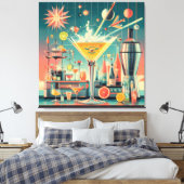 Mid Century Atomic Futuristic Citrus Martini Bar キャンバスプリント (インサイチュ (寝室))