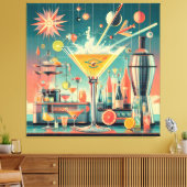 Mid Century Atomic Futuristic Citrus Martini Bar キャンバスプリント (インサイチュ (リビング))
