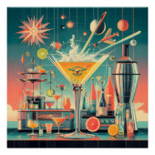 Mid Century Atomic Futuristic Citrus Martini Bar ポスター (正面)