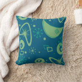 Mid Century Atomic Starburst Retro Blue Green クッション (ブランケット)