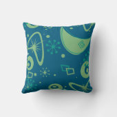 Mid Century Atomic Starburst Retro Blue Green クッション (裏面)