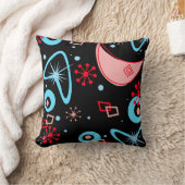 Mid Century Atomic Starburst Retro Blue Red クッション (ブランケット)