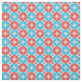 Mid Century Atomic Starbursts on Blue Red Circles ファブリック (見本)