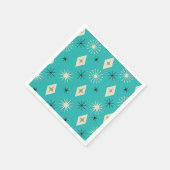Mid Century Atomic Stars with diamonds on Teal  スタンダードカクテルナプキン (角)