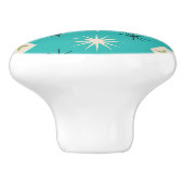Mid Century Atomic Stars with diamonds on Teal  セラミックノブ (側面)