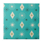 Mid Century Atomic Stars with diamonds on Teal  タイル (正面)