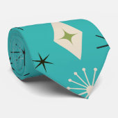 Mid Century Atomic Stars with diamonds on Teal  ネクタイ (ロール)