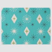 Mid Century Atomic Stars with diamonds on Teal  薄葉紙 (正面)