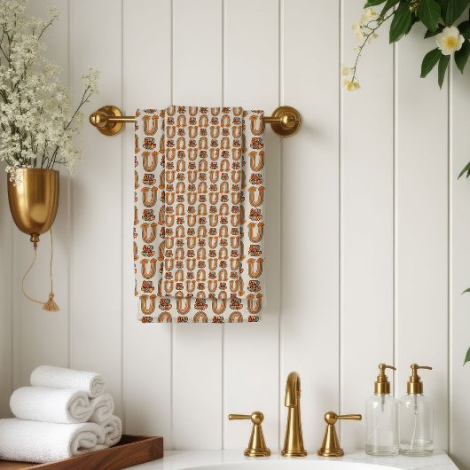 Mid-Century Bath Towel Copper & Pink Swirl Style バスタオルセット