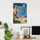 Mid-Century Beach House Art Print Japanese ポスター (ホームオフィス)