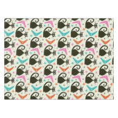 Mid Century Black Atomic Cats with Boomerangs テーブルクロス (正面(横))