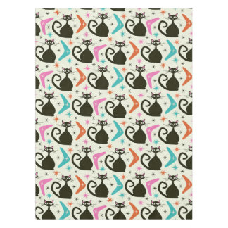 Mid Century Black Atomic Cats with Boomerangs テーブルクロス