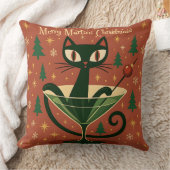 Mid Century Black Cat Merry Martini Christmas クッション (ブランケット)
