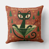 Mid Century Black Cat Merry Martini Christmas クッション (裏面)