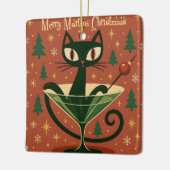 Mid Century Black Cat Merry Martini Christmas セラミックオーナメント (左)