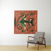 Mid Century Black Cat Merry Martini Christmas タペストリー (インサイチュ(横))