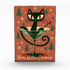 Mid Century Black Cat Merry Martini Christmas フォトブロック