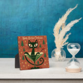 Mid Century Black Cat Merry Martini Christmas フォトプラーク (インサイチュ)