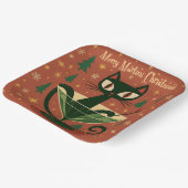 Mid Century Black Cat Merry Martini Christmas ペーパープレート (傾斜あり)