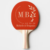 Mid-Century Blood Orange Leaf Wedding Monogram 卓球ラケット (裏面)