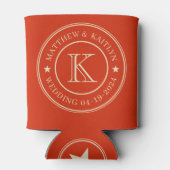 Mid-Century Blood Orange Wedding Monogram Star 缶クーラー (裏面)