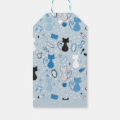 Mid Century Blue Heart Cats Birthday ギフトタグ (裏面)