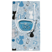 Mid Century Blue Heart Cats Birthday スモールペーパーバッグ (正面)