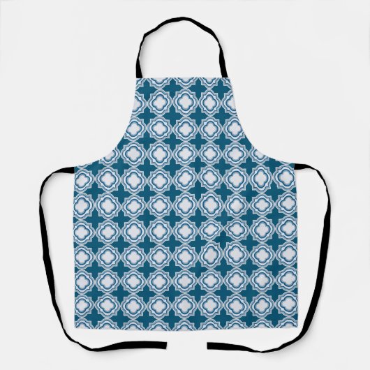 Mid-Century Blue Quatrafoil Apron I エプロン (正面)