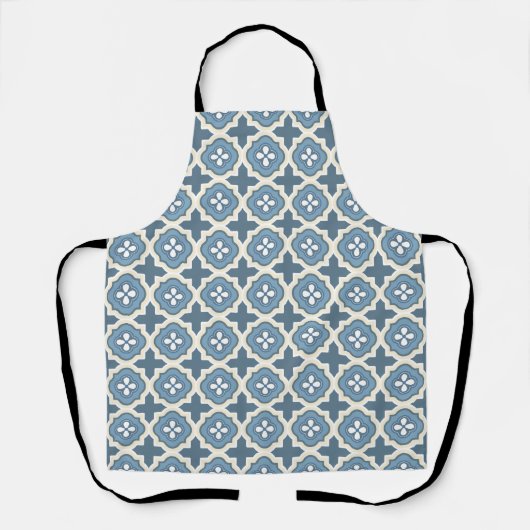 Mid-Century Blue Quatrafoil Apron II エプロン (正面)