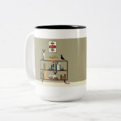 Mid Century Bookcase with Siamese Cats ツートーンマグカップ (正面左)