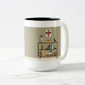 Mid Century Bookcase with Siamese Cats ツートーンマグカップ (正面右)