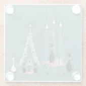 Mid Century Catファミリーホリデー©studioxtine ガラスコースター (裏面)