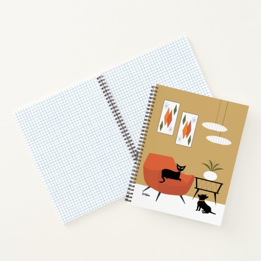 Mid Century Cat and Black Chihuahua ノートブック (内部)