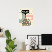 Mid Century Cat Mid-Century Modern ポスター (ホームオフィス)