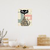 Mid Century Cat Mid-Century Modern ポスター (キッチン)