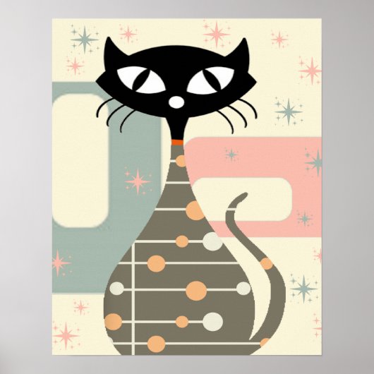 Mid Century Cat Mid-Century Modern ポスター (正面)