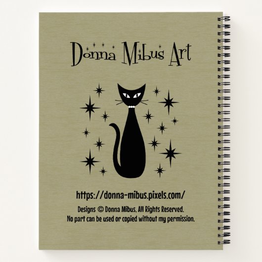 Mid Century Cat on Bookcase ノートブック (裏面)