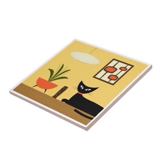 Mid Century Cat with Mod Pods on Yellow タイル (側面)