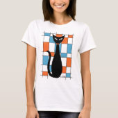 Mid Century Cat with Orange and Blue Rectangles Tシャツ (正面)