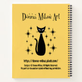 Mid Century Cat with Starburst Clock on Yellow ノートブック (裏面)