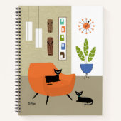 Mid Century Cat with Tikis on the Wall ノートブック (正面)
