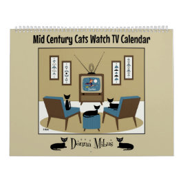 Mid Century Cats Watch TV Calendar カレンダー
