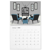 Mid Century Cats Watch TV Calendar カレンダー (1月 2026)
