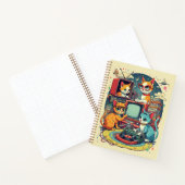 Mid Century Cats withレトロレコード， TV Journal ノートブック (内部)