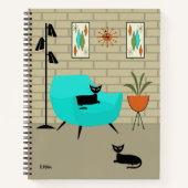 Mid Century Cats with Brick Wall ノートブック (正面)