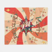 Mid Century Christmas Atomic Retro Wave Star Photo フリースブランケット (正面(横))